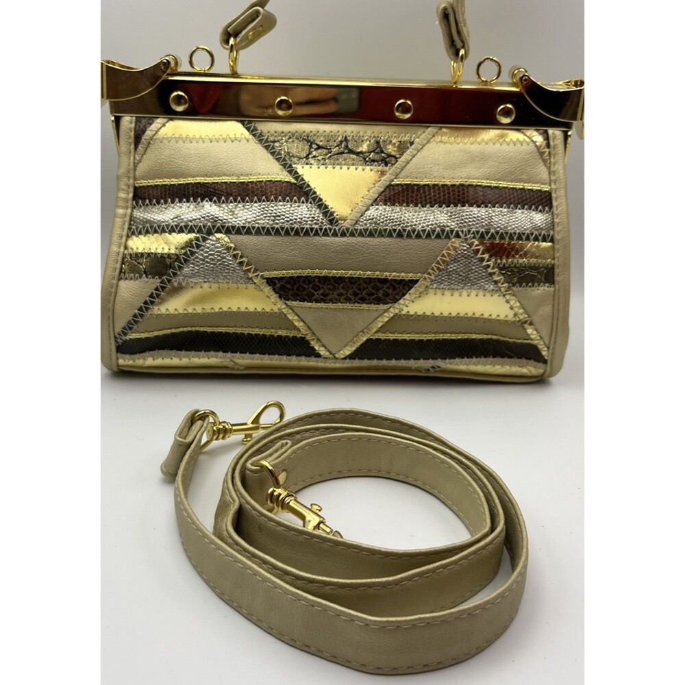 VTG Snake Skin Patchwork Purse Shoulder Bag or handheld purse 9x6.5x4.5 inches